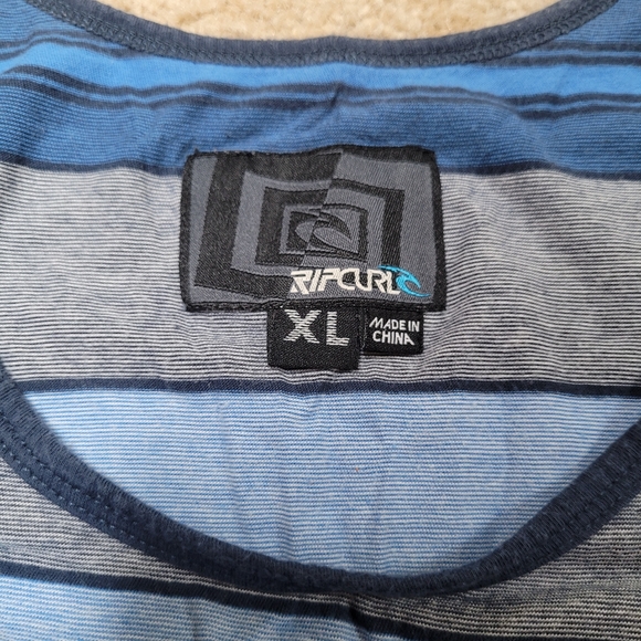 RIP CURL Men's Blue Striped Tank 100% Cotton XL - Picture 3 of 5